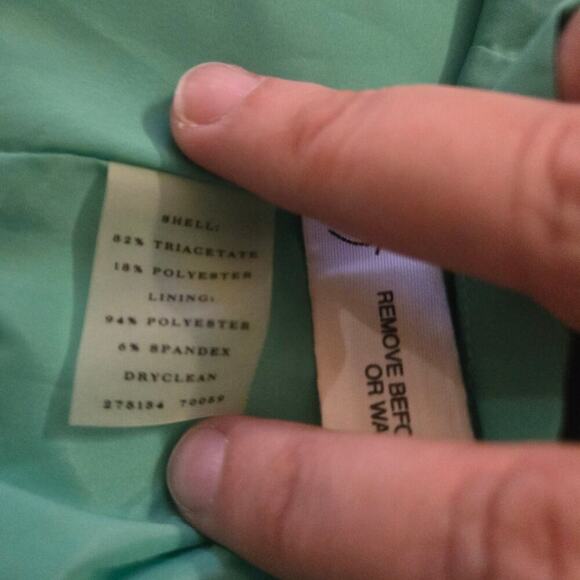 Ann Taylor dress womens size 8 blue green flutter sleeve church career sheath - Picture 6 of 9